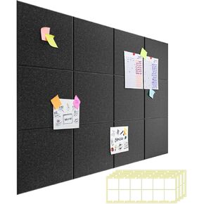 Cork Board Alternative Bulletin Board 12 Packs Felt Wall Tiles,Cork Board Felt Board Tiles for Walls,47"x35" Felt Pin Board,Message Notice Wall Bulletin Cork Board for DIY,Office,School&Home Decor