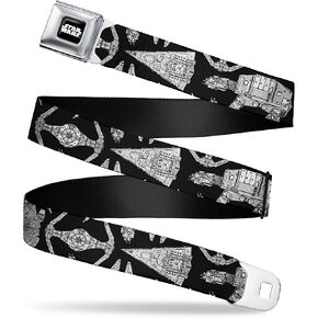Star Wars Belt, Seatbelt Buckle Belt, Star Wars Ships and Vehicles Black Grays, Adjustable