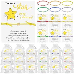 Back to School Gifts Wish Star Friendship Bracelets with You are a Star Wish Cards Organza Bags for Students Teacher