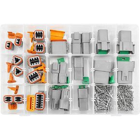 188Pcs Deutsch Connector Kit Automotive Electrical Wire Connector Plug Kit, 8 Sets 2/3/4/6/8/12 Pin Car Electrical Wire Connector Terminals Plug Kit Waterproof DT Connector Terminal Plug Kit