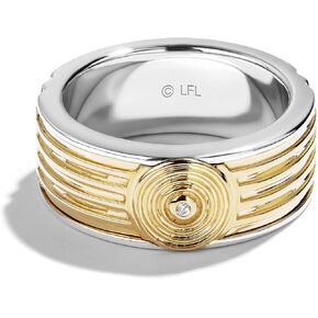 Jewelili Star Wars™ Fine Jewelry Threepio Series Men's Ring White Diamond Accent Two Tone Silver and 10K Yellow Gold