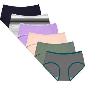 Women's Underwear Cotton Mid Rise Hipsters Full Coverage Panties Stretchy Underwear Pack