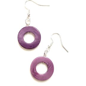 Tagua Earrings in Lavender, Purple Vegetable Ivory Dangle Earrings TAG215, Organic Earrings, Tagua Earrings