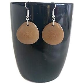 Tagua Earrings in Brown, Vegetable Ivory Dangle Earrings TAG272, Organic Earrings, Brown Tagua Earrings