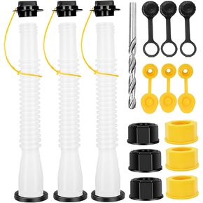 Gas Can Spout Replacement Universal Kit Flexible Fuel Tank Pour Nozzle with Gaskets Vent Cap Base Cap Drill Bit for Most of Old Style Gas Can Water Jug 1 2 5 Gallon White