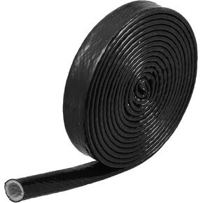 X AUTOHAUX 1/2" ID x 10FT Heat Shielded Fire Sleeve Silicone Coated Fiberglass Tape for Automotive Hose Lines Wires Electrical Wiring Black