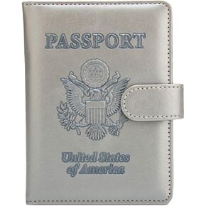 Leather Passport Holder for Travel: RFID Blocking Passport Cover - Essential Passport Wallet for Women and Men (AMC Green)