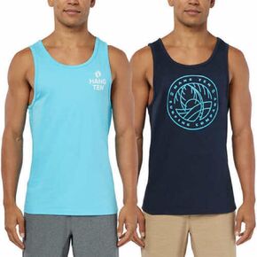Hang Ten Men's Short Sleeve T Screens Impr - Label Tank in Blue/light Blue | Label Tank, Large