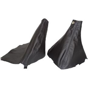 The Tuning-Shop Ltd for Subaru Impreza WRX 2007-12 Shift & E Brake Boot Black Genuine Leather