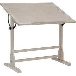 Studio Designs Wood Drawing/Drafting Table with Pencil Ledge - 42" W x 30" D - Whitewash - Tilting Top Adjustable Desk