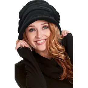 Polar Fleece Fashion Women-Cloche-Hat, 1920s Vintage Womens-Felt-Hat, Floral Winter Fall Spring Church-Hats for Women Elegant