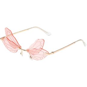 Sunglasses with Dragonfly Wing Butterfly Irregular Glasses for Women Girls