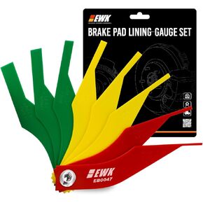 EWK 8 Pcs Brake Pad Thickness Gauge Set, Disc & Drum Brake Lining Measuring Feeler Ruler Tool, SAE & Metric, Color-Coded