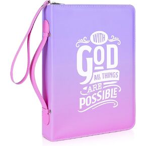 Bible Cover Cases for Women Girls PU Leather Bible Carrying Cases for Kids Girls with Detachable Wrist Strap