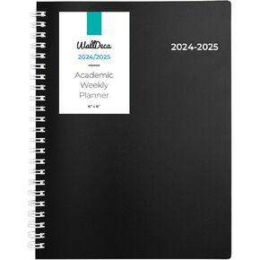 WallDeca Planner 2024-2025 Academic Year - Weekly & Monthly Planner, Jul 2024 - Dec 2025, Flexible Cover, Notes Pages, Twin-Wire Binding Weekly Planner (8 x 6-Inches)
