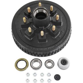 12"x 2" Trailer Brake Drum Kit 8 on 6.5" Replacement For 7000LBS Axle Hub Heavy Duty 8 Bolt Trailer Brake Hub Drum Assembly with 1/2"-20 Stud 25580, 14125A Trailer Brake Drums 008-219-04-22004K