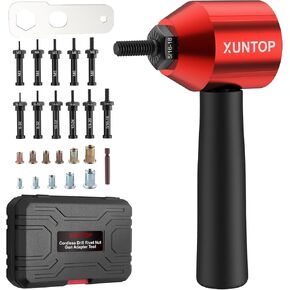 Rivet Nut Drill Adaptor Kit with 100PCS Nut Accessories,Easy to Install Nut Gun Adapter for Electric Rivet Gun Electric Rivet Gun Adapter Widely Used in Mechanical and Automobile Maintenance
