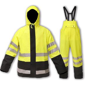 Waterproof Rain Suits for Men & Women, Hi-Vis Rain Jacket & Bib Overalls, Heavy Duty Rain Gear Outdoor Activities.