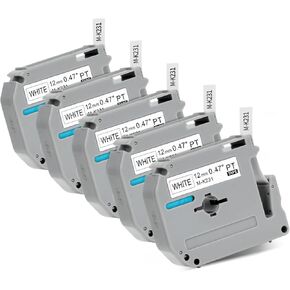 5-Pack Label Tape Compatible with Brother Label Maker Tape 12mm 0.47 M231 MK-231 M Label Maker Tape Refills for Replacement of Brother P-Touch PT-M95 PTM95 PT-65 PT-45 PT-70BM PT-80 Label Maker Tape