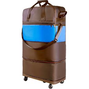 Expandable Foldable Suitcase with Bottom Handle Collapsible Luggage Bag with Wheels Large Capacity Lightweight Carry-on Suitcases Rolling Travel Duffel Bag for Women and Men,BLACK