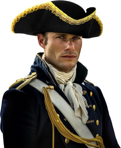 قبعة قرصان من الجلد الأصلي، قابلة للتعديل، نمط ثلاثي القرن، لإكسسوارات أزياء الهالوين الاستعمارية للبالغين (ذهبي) in Kuwait