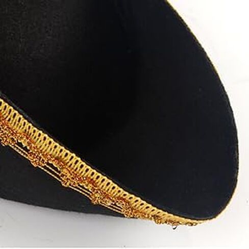 قبعة قرصان من الجلد الأصلي، قابلة للتعديل، نمط ثلاثي القرن، لإكسسوارات أزياء الهالوين الاستعمارية للبالغين (ذهبي) in Kuwait