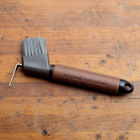 HORZE Maddox Leather Handle Hoof Pick - Dark Brown - One Size in Saudi Arabia