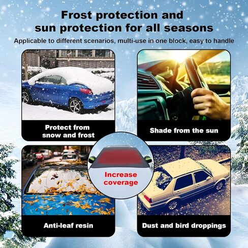 64 x 49 inches Windshield Cover - Best for Ice, Frost & Snow Removal, All-Seasons Windshield Cover Sunshade Protector for Cars Trucks SUV, Mirror Covers Included, Car Accessories(Black) in Saudi Arabia