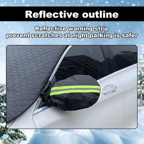 64 x 49 inches Windshield Cover - Best for Ice, Frost & Snow Removal, All-Seasons Windshield Cover Sunshade Protector for Cars Trucks SUV, Mirror Covers Included, Car Accessories(Black) in Saudi Arabia