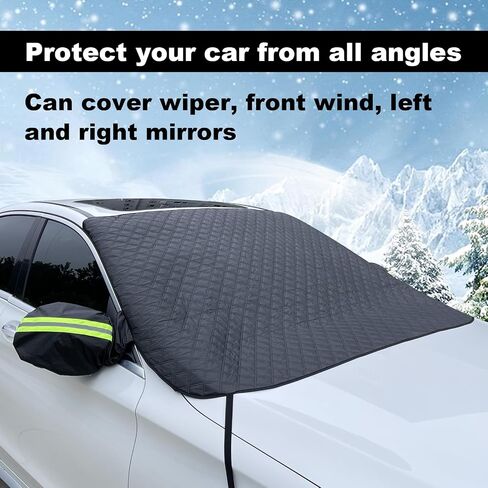 64 x 49 inches Windshield Cover - Best for Ice, Frost & Snow Removal, All-Seasons Windshield Cover Sunshade Protector for Cars Trucks SUV, Mirror Covers Included, Car Accessories(Black) in Saudi Arabia