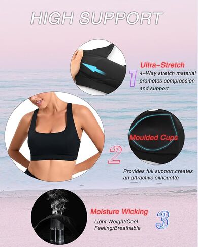 RUNNING GIRL Sports Bras for Women High Support,Moulded Cup Racerback High Impact Workout Crop Tops for Women Large Bust in Saudi Arabia