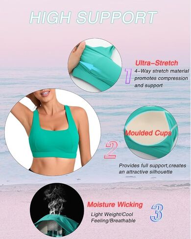 RUNNING GIRL Sports Bras for Women High Support,Moulded Cup Racerback High Impact Workout Crop Tops for Women Large Bust in Saudi Arabia
