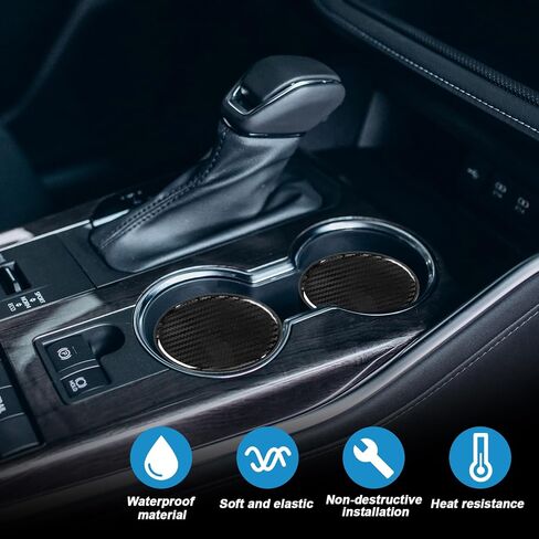 2PCS Cup Holder for Car Coaster 2.75 Inch Carbon Fiber Cup Holder Car Cup Holder Anti-Slip Silicone Embedded Cup Mat Insert Coaster Pad Universal Car Interior Accessories for Women Men Most Vehicles in Saudi Arabia
