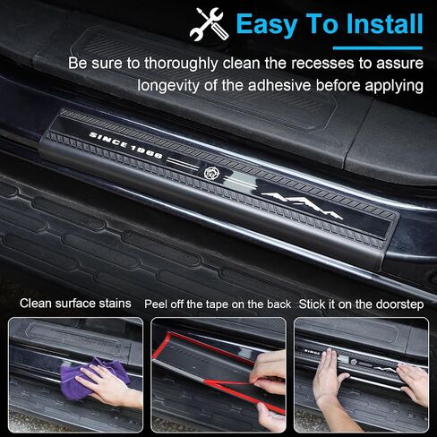 Door Sill Entry Guards Compatible with for Ford Bronco 4 Door 2021 2022 2023 2024 Door Sill Edge Scuff Plate Threshold Protector Trim Stickers with Reflective in Kuwait