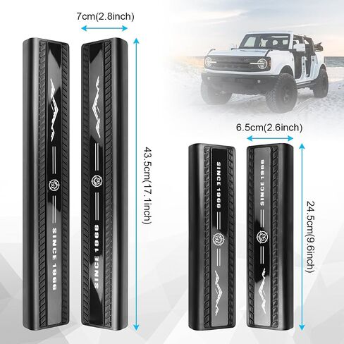 Door Sill Entry Guards Compatible with for Ford Bronco 4 Door 2021 2022 2023 2024 Door Sill Edge Scuff Plate Threshold Protector Trim Stickers with Reflective in Kuwait
