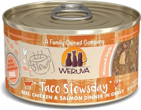 Weruva Classic Cat Stews!، يا له من وعاء مع الدجاج وسمك السلمون في المرق، كيس 3 أوقية (عبوة من 12) in Kuwait