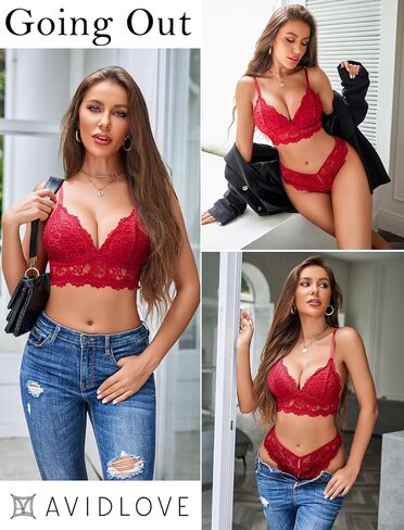 Avidlove مجموعة الملابس الداخلية للنساء مثير البرازيلي واللباس الداخلي مجموعات 2 قطعة الدانتيل Bralette مجموعة S-XXL in Saudi Arabia