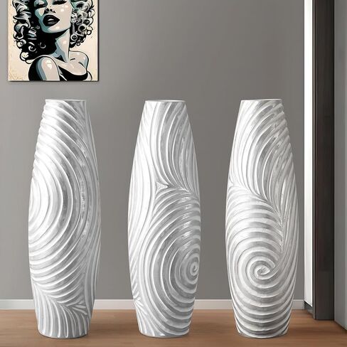 Tall Floor Vase - 26.8 inch Large White Sliver Vase for Home, Hotel, Office Decor - Tall Vases for Floor, Floor Vase Decor Ideal for Living Room,Tall Vase Corner Hallway Indoor in Saudi Arabia