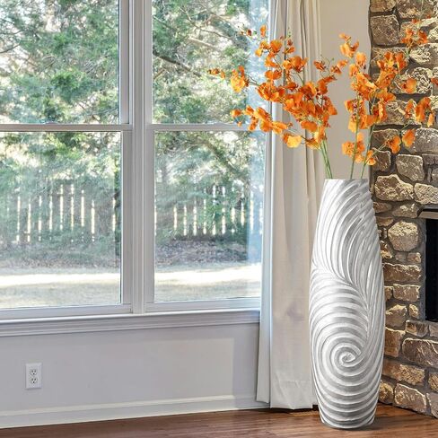 Tall Floor Vase - 26.8 inch Large White Sliver Vase for Home, Hotel, Office Decor - Tall Vases for Floor, Floor Vase Decor Ideal for Living Room,Tall Vase Corner Hallway Indoor in Saudi Arabia