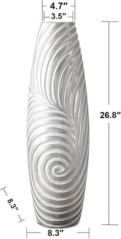 Tall Floor Vase - 26.8 inch Large White Sliver Vase for Home, Hotel, Office Decor - Tall Vases for Floor, Floor Vase Decor Ideal for Living Room,Tall Vase Corner Hallway Indoor in Saudi Arabia
