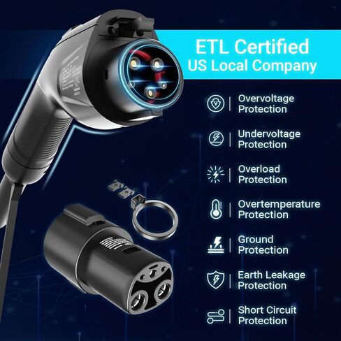 Tera شاحن السيارة الكهربائية سلكي: لمحطة شحن منزلية Tesla J1772 EVs ETL المستوى 2 48 40 أمبير 240 فولت مع جدول أمبير الإعداد اليدوي على الوحدة NEMA 14-50 كابل 25 قدم in Kuwait