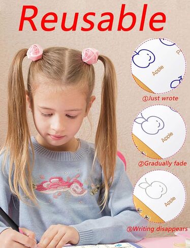 SIBBYE Magic Practice Copybook, Reusable Grooved Handwriting Book Practice Preschool Learning Activities,Handwriting Aid Magic Pen Reusable Copybook Grooves Template Design for Children（19×13cm） in Saudi Arabia