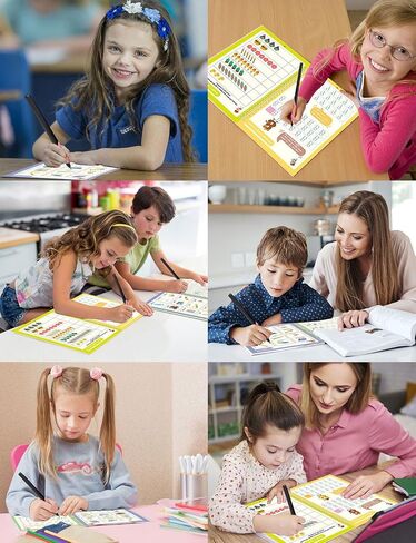 SIBBYE Magic Practice Copybook, Reusable Grooved Handwriting Book Practice Preschool Learning Activities,Handwriting Aid Magic Pen Reusable Copybook Grooves Template Design for Children（19×13cm） in Saudi Arabia