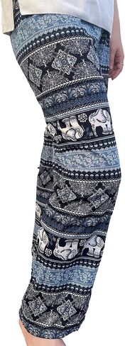 Trendy Thai Elephant Trousers - Elastic Waist with Drawstring - Women Animal Print Pants in Saudi Arabia