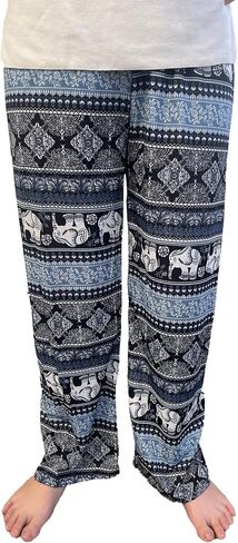 Trendy Thai Elephant Trousers - Elastic Waist with Drawstring - Women Animal Print Pants in Saudi Arabia