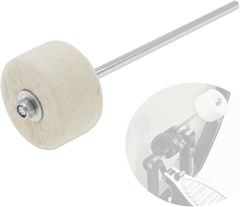 1pcs White Felt Bass Drum Pedal Beater, 180 mm Double Kick Drum Pedals Beater, Stainless Steel Handle Bass Drum Pedal Beater, Drum Percussion Parts Accessories in Saudi Arabia