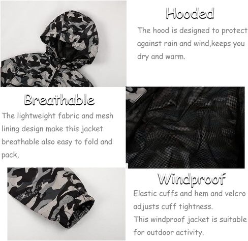 SNOW DREAMS Boys Waterproof Rain Jacket Windbreaker Lightweight Coat Kids Raincoat Outerwear in Saudi Arabia