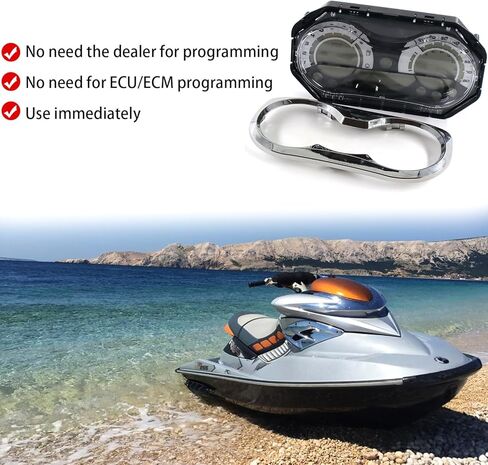 عداد السرعة 278002270 مع مقياس LCD وإطار من الكروم متوافق مع مجموعة قياس الاستيقاظ Sea Doo GTX RXP RXT، لا يتطلب برمجة 278002144 in Kuwait