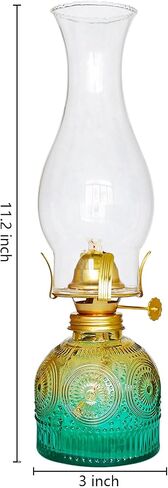 2 Pieces Large Chamber Oil Lamps, Glass Clear Color Kerosene Lamps for Indoor Use Home Decorative Hurricane Lamp Oil Lantern 11" Vintage Oil Lamp for Tabletop Decor Lighting in Saudi Arabia