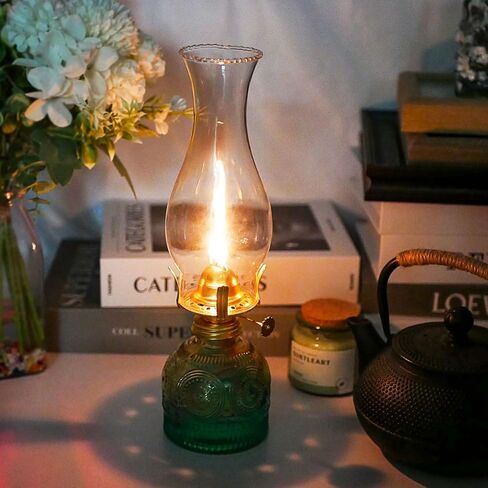 2 Pieces Large Chamber Oil Lamps, Glass Clear Color Kerosene Lamps for Indoor Use Home Decorative Hurricane Lamp Oil Lantern 11" Vintage Oil Lamp for Tabletop Decor Lighting in Saudi Arabia